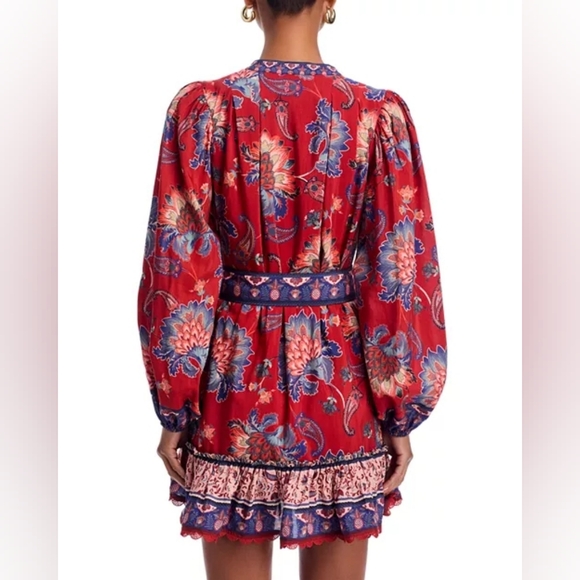 NWT Farm Rio Floral Patterned Mini Dress With Belt, Size L - Picture 4 of 7